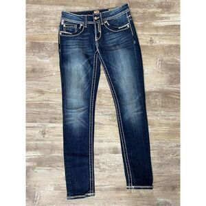 Studio 5 Skinny Jeans Embellished Pocket Distressed Women’s Size 28x31